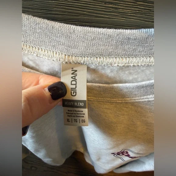 Gildan Gray Crewneck Sweater with Red Accents - Picture 2 of 3